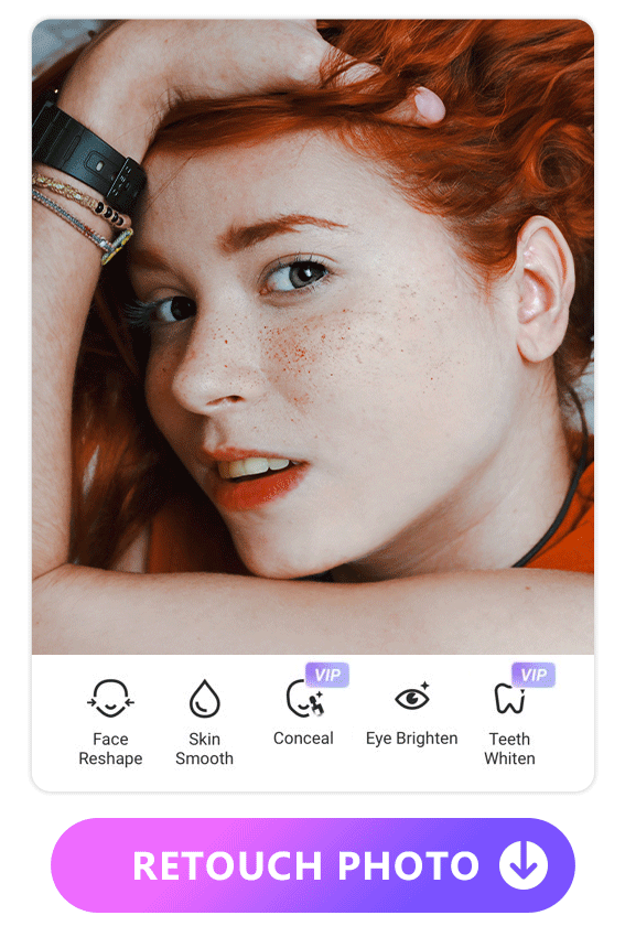 retouch portrait of a red-hair girl with Vivid Glam